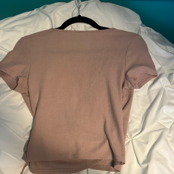 Me To We Muted Pink Low Cut Tie Top - Picture 5 of 5